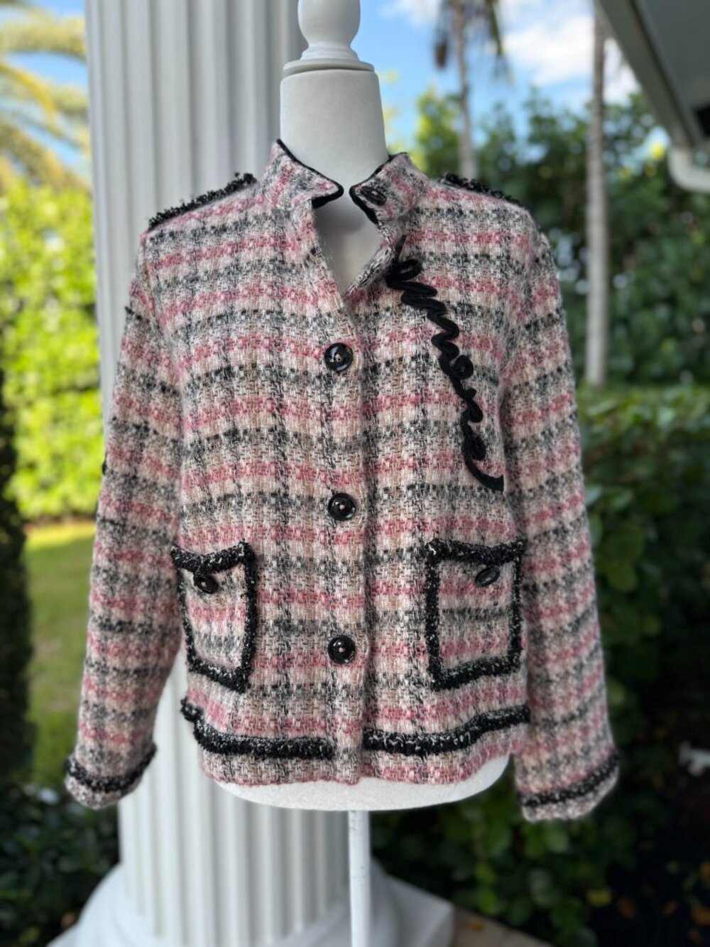 Tricot Chic Pink Tweed Jacket Size 10